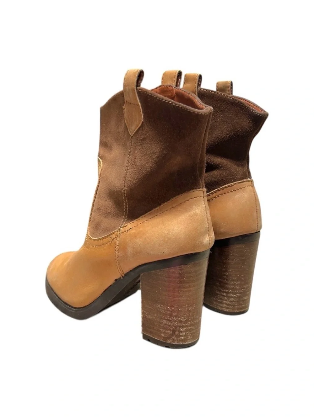 Y2K Lauren Ralph Lauren Women's Tan Suede Mix Western Ankle Boots Size 7B